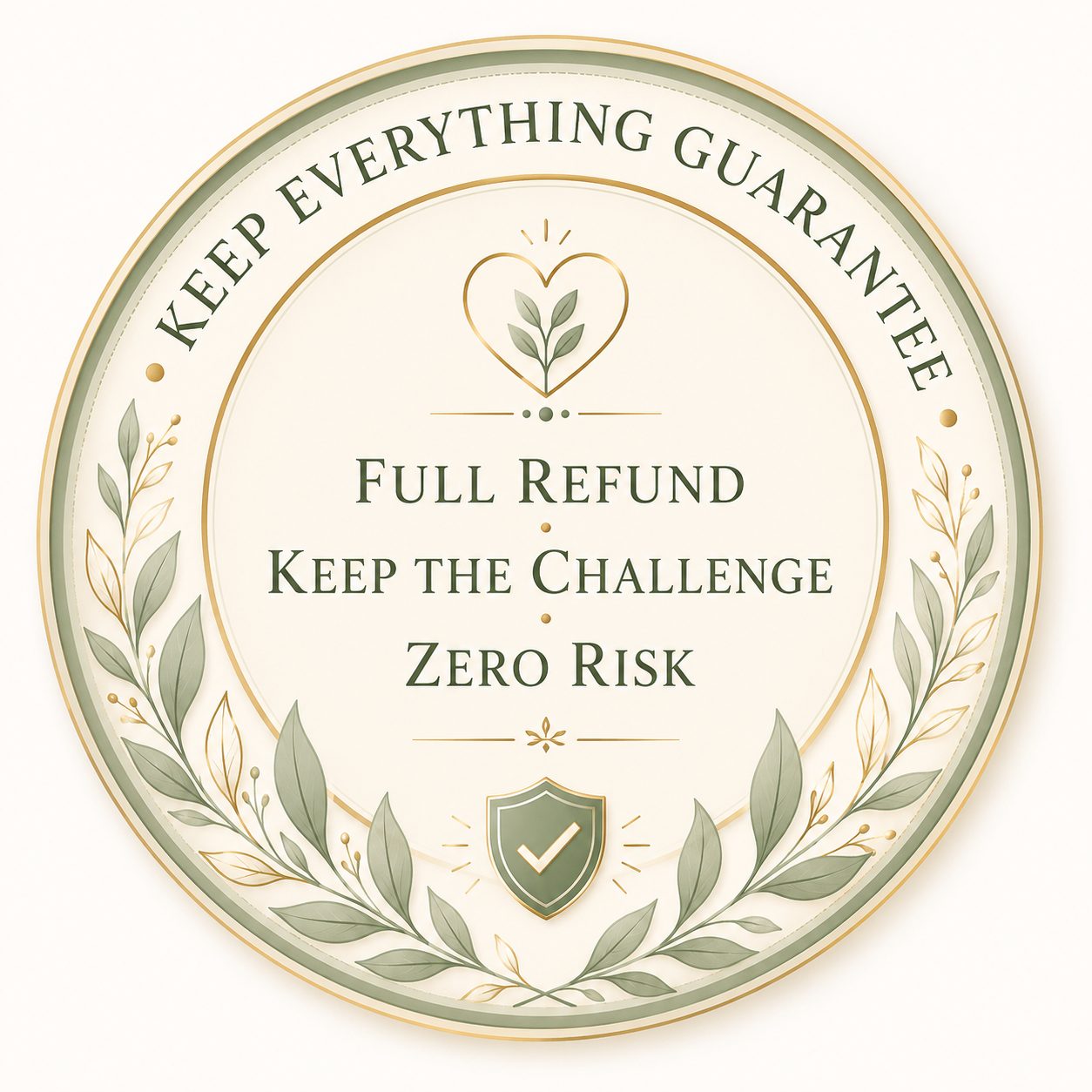 Keep Everything Guarantee, full refund, keep the challenge, zero risk